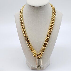 Authentic Louis Vuitton Gold Lock w/ Unbranded 18k cuban Gold Plated Chain